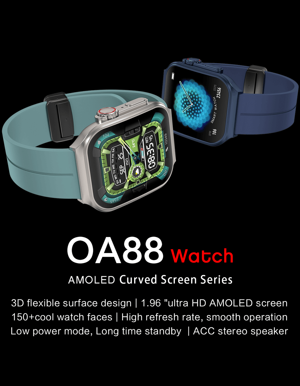 OA88 3D Flexible AMOLED Smartwatch product detail 1