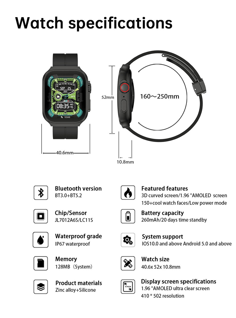 OA88 3D Flexible AMOLED Smartwatch product detail 22