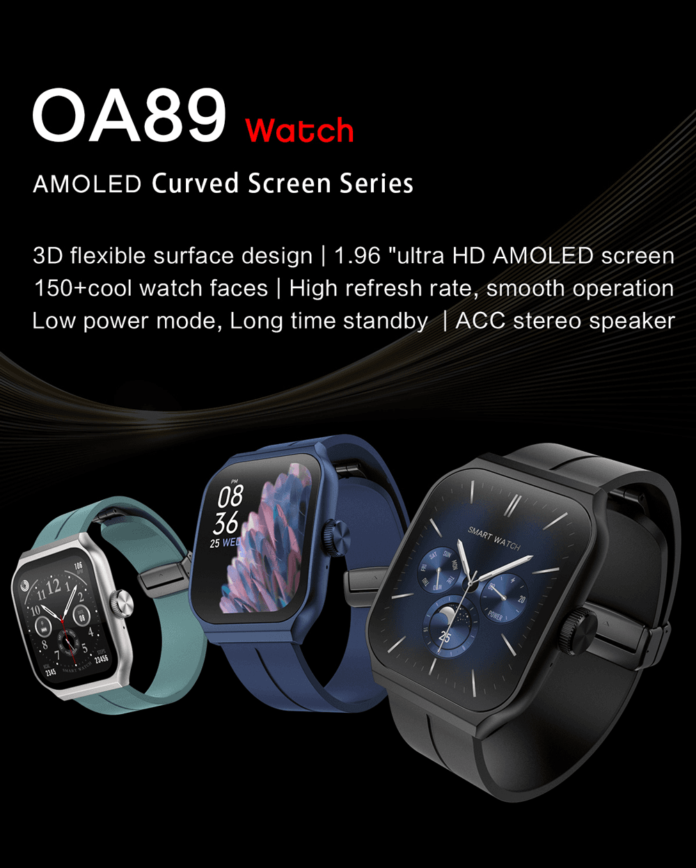 OA89 3D Flexible AMOLED Smartwatch product detail 1