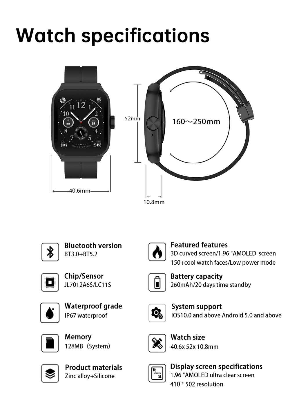 OA89 3D Flexible AMOLED Smartwatch product detail 21