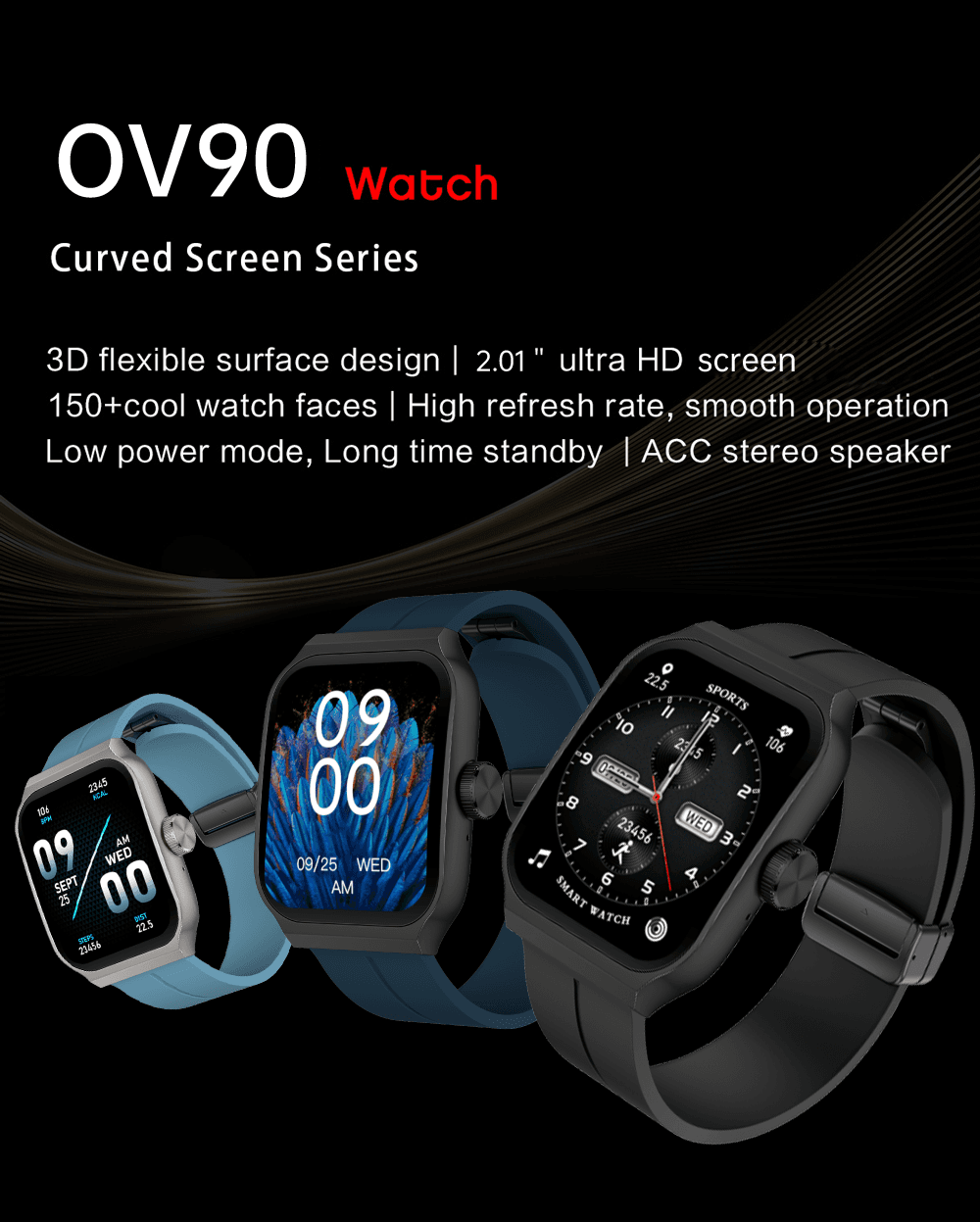 OV90 Curved Screen Smartwatch product detail 1