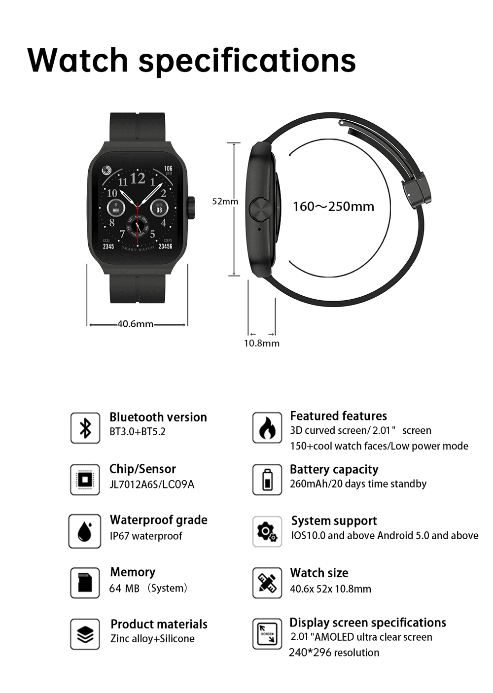 OV90 Curved Screen Smartwatch product detail 18
