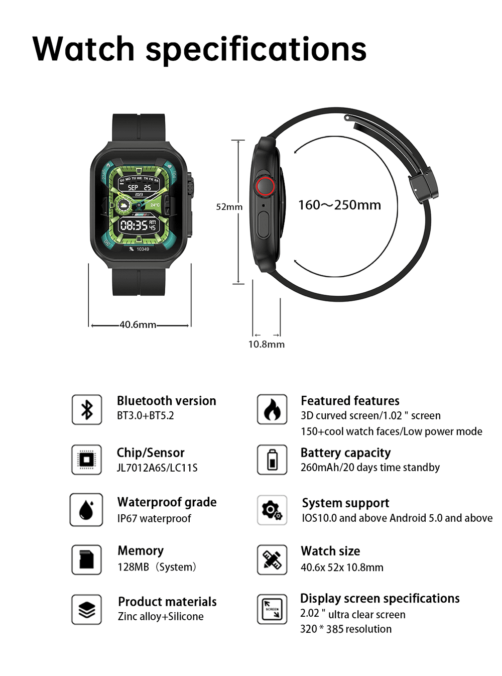 FUT88 3D Curved HD Smartwatch product detail 21